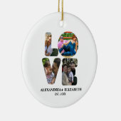 Aangepaste moderne liefde 4 fotocollage voor paren keramisch ornament (Rechts)