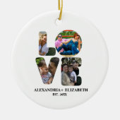 Aangepaste moderne liefde 4 fotocollage voor paren keramisch ornament (Voorkant)