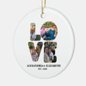 Aangepaste moderne liefde 4 fotocollage voor paren keramisch ornament (Links)