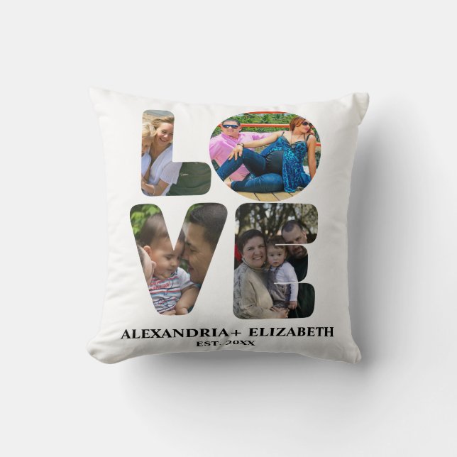 Aangepaste moderne liefde 4 fotocollage voor paren kussen (Voorkant)