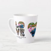 Aangepaste moderne liefde 4 fotocollage voor paren latte mok (Linkerhoek)