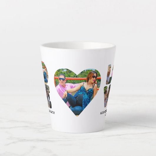 Aangepaste moderne liefde 4 fotocollage voor paren latte mok (Voorkant)