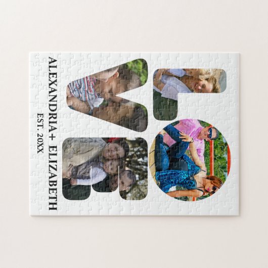 Aangepaste moderne liefde 4 fotocollage voor paren legpuzzel (Horizontaal)