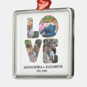 Aangepaste moderne liefde 4 fotocollage voor paren metalen ornament (Links)