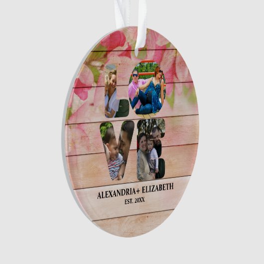 Aangepaste moderne liefde 4 fotocollage voor paren ornament (voorkant)