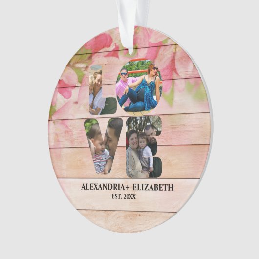 Aangepaste moderne liefde 4 fotocollage voor paren ornament (voorkant)