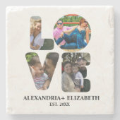 Aangepaste moderne liefde 4 fotocollage voor paren stenen onderzetter (Voorkant)