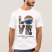 Aangepaste moderne liefde 4 fotocollage voor paren t-shirt (Voorkant)