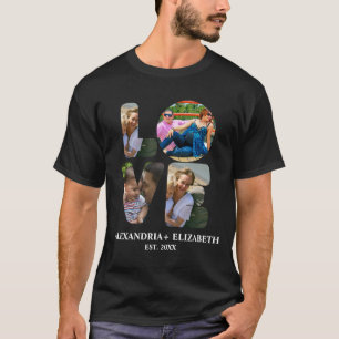 Aangepaste moderne liefde 4 fotocollage voor paren t-shirt