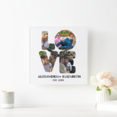 Aangepaste moderne liefde 4 fotocollage voor paren vierkante klok (Huis)