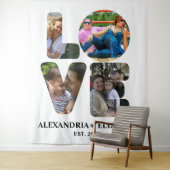 Aangepaste moderne liefde 4 fotocollage voor paren wandkleed (In situ)