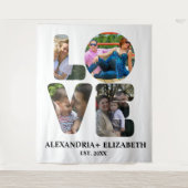 Aangepaste moderne liefde 4 fotocollage voor paren wandkleed (Voorkant)