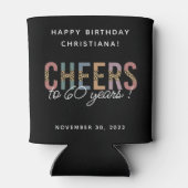 Aangepaste moderne luipaardtypografie voor 60ste v blikjeskoeler (Achterkant)