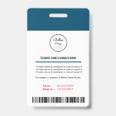 Aangepaste moderne marine personeelskaart met barc badge (Achterkant)