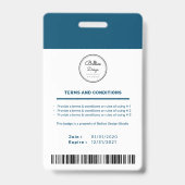Aangepaste moderne marine personeelskaart met barc badge (Achterkant)