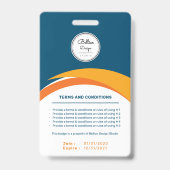 Aangepaste moderne marine-werknemerspas met streep badge (Achterkant)