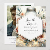 Aangepaste moderne Mason Jar bruiloft Save The Date (Voorkant / Achterkant)