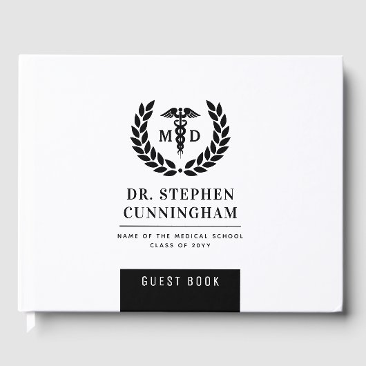 Aangepaste moderne MD Med School Graduation Party Gastenboek (Voorkant)