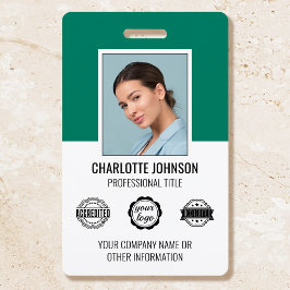 Aangepaste Moderne Medewerker Foto Logo Mid Green Badge
