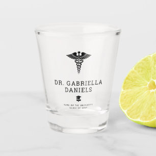 Aangepaste moderne medische school dokter afstuder shot glas