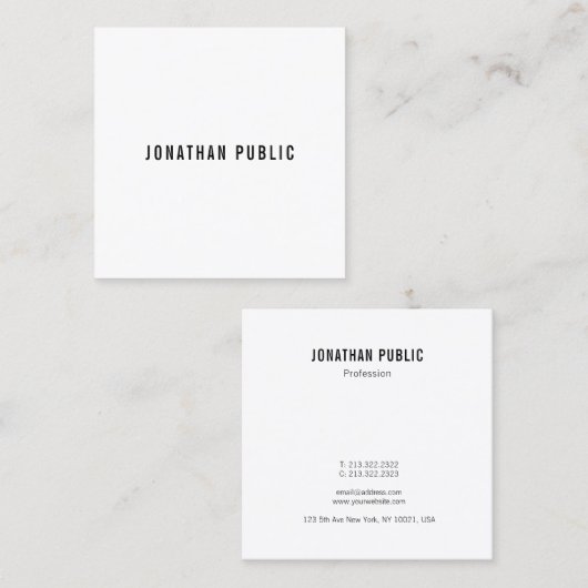 Aangepaste, moderne, minimale professionele Sjablo Vierkante Visitekaartje (Voorkant / Achterkant)