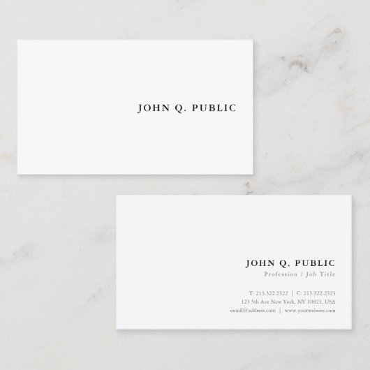 Aangepaste, moderne, minimale Sjabloon, eenvoudig Visitekaartje (Voorkant / Achterkant)