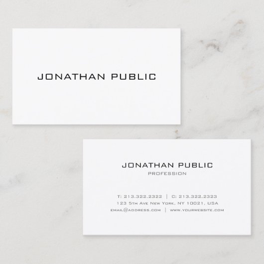 Aangepaste, moderne, minimale Sjabloon op maat Visitekaartje (Voorkant / Achterkant)
