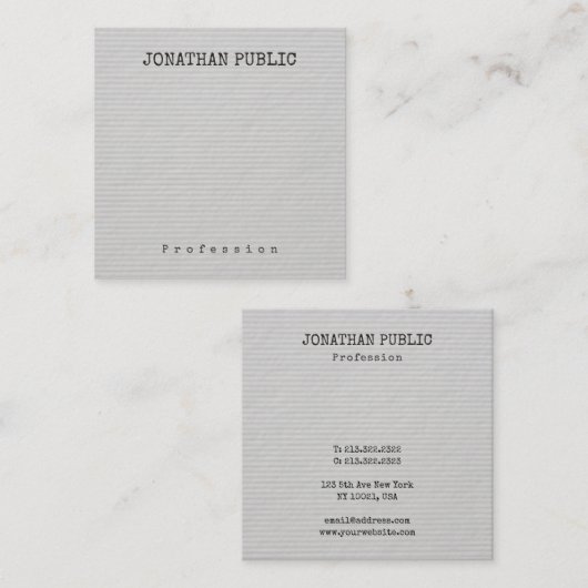 Aangepaste, moderne, minimale Sjabloon Vierkante Visitekaartje (Voorkant / Achterkant)