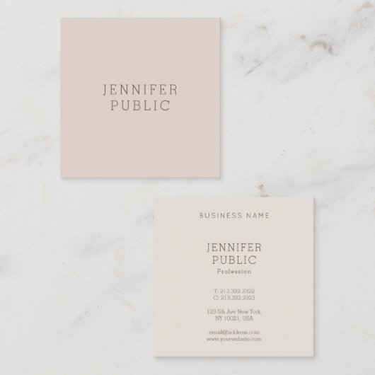 Aangepaste, moderne minimale Sjabloon Vierkante Visitekaartje (Voorkant / Achterkant)