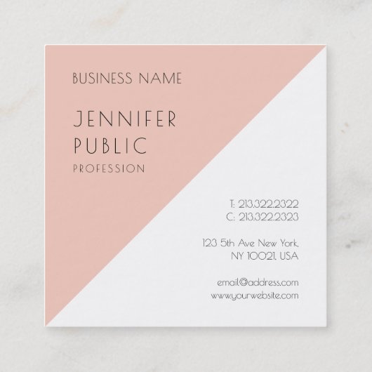 Aangepaste, moderne minimale Sjabloon Vierkante Visitekaartje (Achterkant)