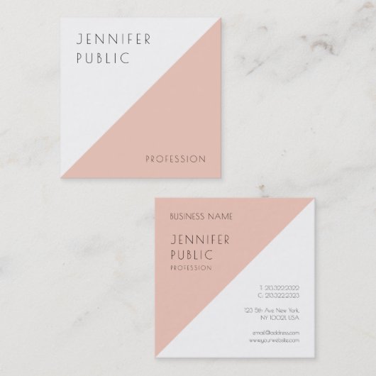 Aangepaste, moderne minimale Sjabloon Vierkante Visitekaartje (Voorkant / Achterkant)