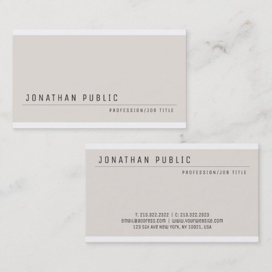 Aangepaste moderne minimale Sjabloon Visitekaartje (Voorkant / Achterkant)