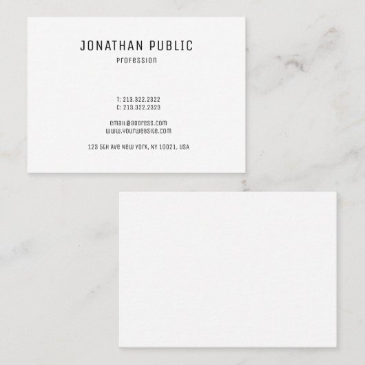 Aangepaste, moderne minimale Sjabloon Visitekaartje (Voorkant / Achterkant)