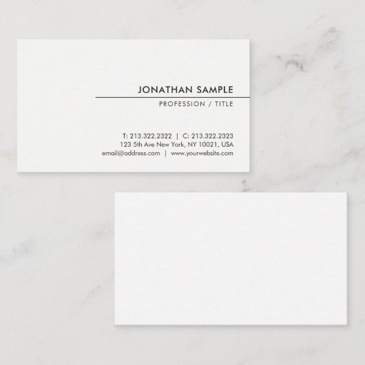 Aangepaste, moderne, minimale Sjabloon voor design Visitekaartje (Voorkant / Achterkant)