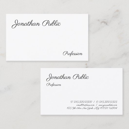 Aangepaste, moderne, minimale Sjabloon voor handsc Visitekaartje (Voorkant / Achterkant)