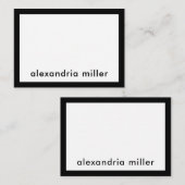 Aangepaste, moderne, minimale zwarte witte naam notitiekaartje (Voorkant / Achterkant)
