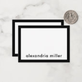 Aangepaste, moderne, minimale zwarte witte naam notitiekaartje (Voorkant / Achterkant in situ)