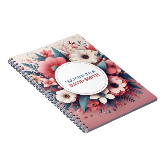 Aangepaste moderne minimalistische bloemen notitie notitieboek (Rechterzijde)