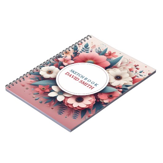 Aangepaste moderne minimalistische bloemen notitie notitieboek (Linkerzijde)