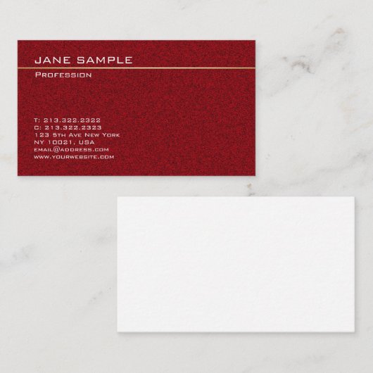 Aangepaste, moderne, minimalistische, donkerrode k visitekaartje (Voorkant / Achterkant)