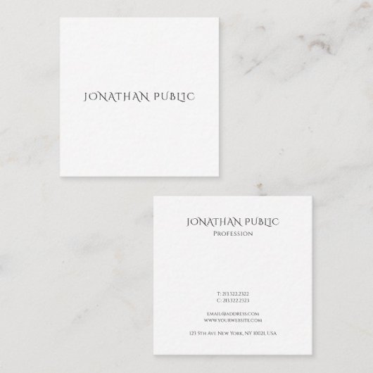 Aangepaste, moderne minimalistische, eenvoudige Sj Vierkante Visitekaartje (Voorkant / Achterkant)