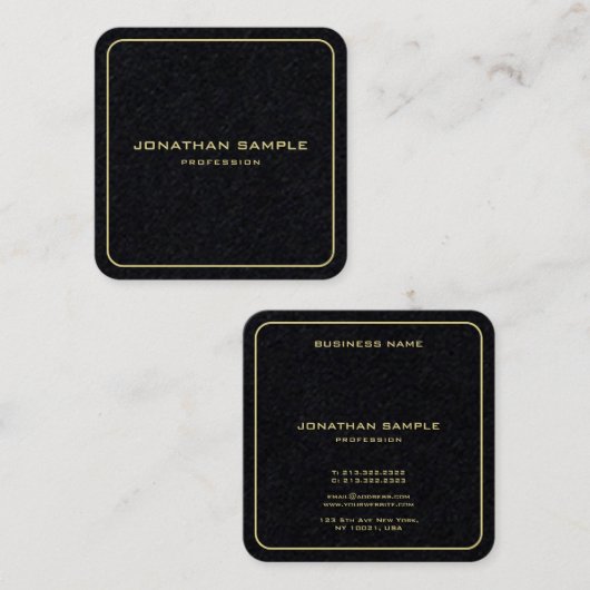 Aangepaste moderne minimalistische gouden tekst El Vierkante Visitekaartje (Voorkant / Achterkant)