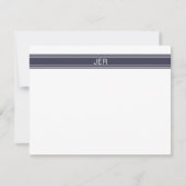 Aangepaste Moderne Minimalistische Marine Monogram Notitiekaartje (Voorkant)