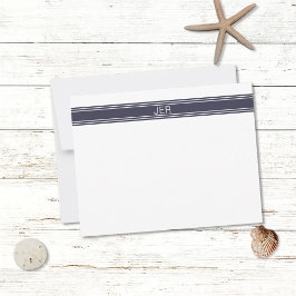 Aangepaste Moderne Minimalistische Marine Monogram Notitiekaartje