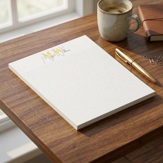 Aangepaste moderne minimalistische monogram script notitieblok