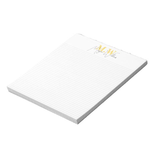 Aangepaste moderne minimalistische monogram script notitieblok (Linkerzijde)