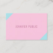 Aangepaste moderne minimalistische roze en blauwe  visitekaartje (Voorkant)