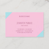 Aangepaste moderne minimalistische roze en blauwe  visitekaartje (Achterkant)