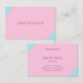 Aangepaste moderne minimalistische roze en blauwe  visitekaartje (Voorkant / Achterkant)