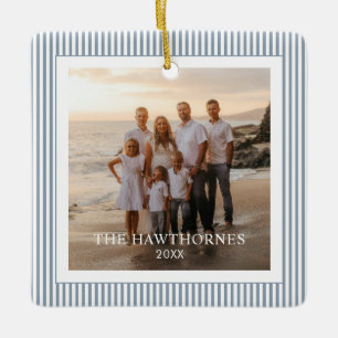 Aangepaste moderne minimalistische streep gezinsfo keramisch ornament